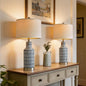 25" Modern Ceramic Lamps Single Table Lamp for Living Room Bedroom Farmhouse Nightstand Bedside Lamps