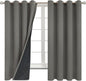 BGment Thermal Insulated 100% Blackout Curtains for Bedroom with Black Liner, Double Layer Full Room Darkening Noise Reducing Grommet Curtain (52 x 63 Inch, Grey, 2 Panels)