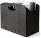 BLU MONACO | Black Woven Leather Magazine Holder with Handles | Stylish Magazine Rack for Floor or Table | Decorative Basket for Living Room, Office, or Reception