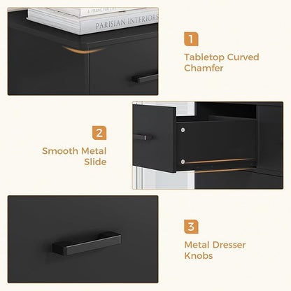 Hasuit Tall Dresser for Bedroom, Black Large Chest of Drawers, 55.6'' High Dressers with 7 Drawers, Modern Wooden Vertical Storage Clothes Closet Organizer