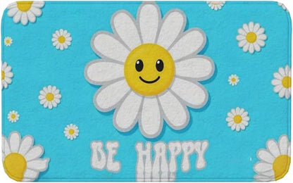 Cute be Happy Daisy Front Welcome Doormat, Anti Slip Floor Mat Dirty Resistant Floor Mat