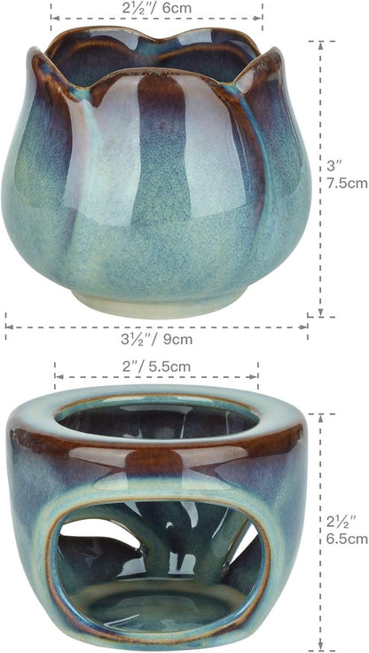 ComSaf Wax Melt Burners Essential Oil Burner Set of 2, Aromatherapy Aroma Burner Ceramic Oil Diffuser Candle Tealight Holder Home Bedroom Decor Christmas Housewarming Gift