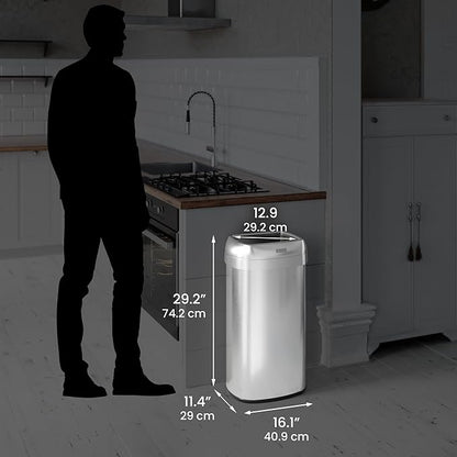 iTouchless 61 Liter / 16 Gallon Open Top Kitchen Trash Can & Recycle Bin with Double Odor Filters, Stainless Steel Commercial Grade Garbage Bin for Garage Home, Office, Restaurant, Restroom Store Dorm