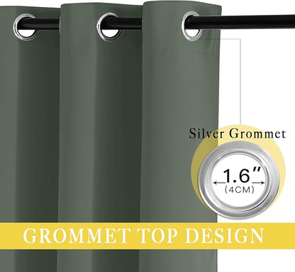 NICETOWN Patio Blackout Curtain Panels - Extra Wide Sliding Door Thermal Insulated Drape, Privacy Room Divider Curtain for Bedroom Office (Dark Mallard, 66 x 118 Inch Long)