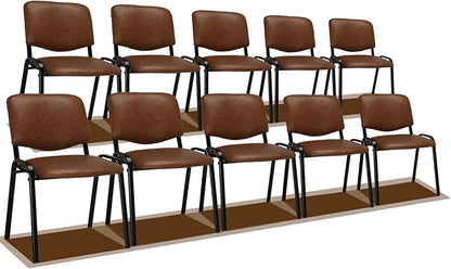 VINGLI Rustic Waiting Room Chairs: 10-pack PU Stackable Church & Office Chairs for Conference Room, Reception, & Lobby