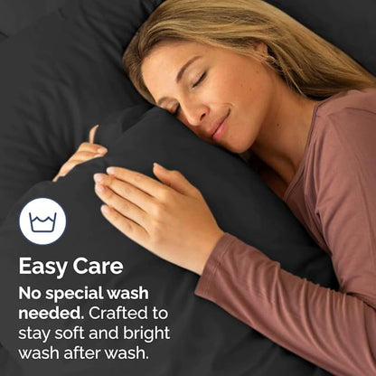 Queen Pillow Cases Set of 2 - Ultra Soft Hotel Quality Pillowcase Covers - Comfy, Cozy & Wrinkle Free - Shrinkage, Stain and Fade Resistant - Machine Washable Pillow Protectors - 2 Piece Set - Black