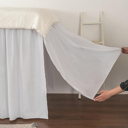 Dorm Room Bed Skirt, College Extra Long Dorm Bed Skirt with Split Corners, 100% Microfiber-White, Twin-XL/46 Drop