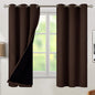 BGment Thermal Insulated 100% Blackout Curtains for Bedroom with Black Liner, Double Layer Full Room Darkening Noise Reducing Grommet Curtain (42 x 63 Inch, Brown, 2 Panels)