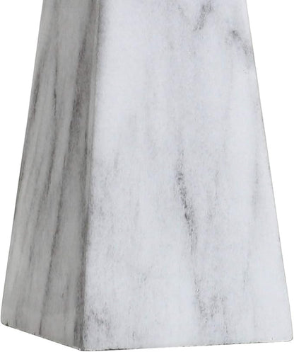 JONATHAN Y JYL1037A 20.5" Modern White Marble Table Lamp, Contemporary Geometric Resin Bedside Nightstand Lamp for Living Room, Bedroom, Office, End Table with White Linen Shade (LED Bulb Included)
