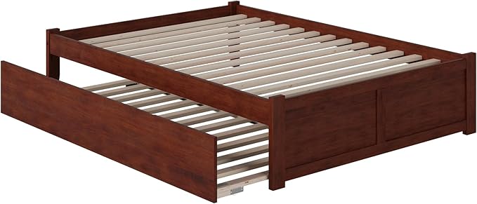 AFI Concord Full Size Platform Bed with Footboard & Twin Trundle in Walnut