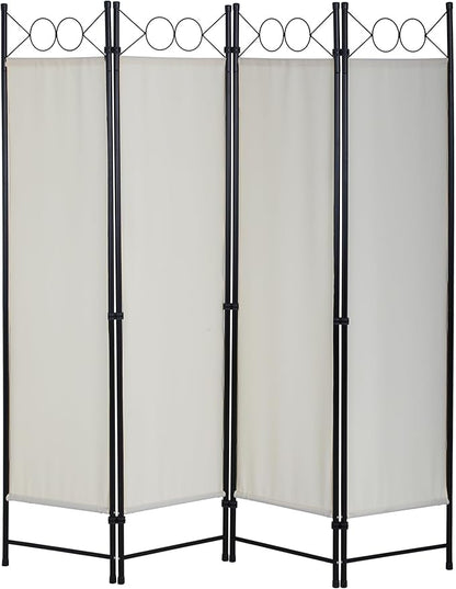 FDW 4 Panel Room Divider and Folding Portable Partition Screen, 6FT Wall Divider Screen for Dorm Bedroom Office, Cream