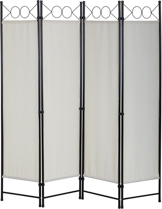 FDW 4 Panel Room Divider and Folding Portable Partition Screen, 6FT Wall Divider Screen for Dorm Bedroom Office, Cream