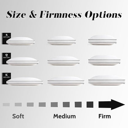 Feather Down Pillows Queen Size Set of 2 with Gusset, Luxury Hotel Collection Bed Pillow 2 Pack, Down Surrounded Gusseted Pillows for Sleeping, Soft for Side, Back Sleepers 20x30 in.