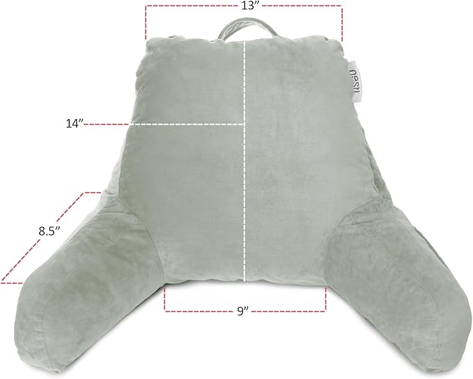 Nestl Reading Pillow for Kids & Teens with Shredded Memory Foam, Backrest Pillows for Reading, Watching, and Gaming, Use on The Couch, Bed, or Floor, Adjustable Support with Washable Cover Sage Green