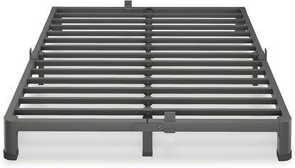 4 Inch Queen Bed Frame, 3500Lbs Heavy Duty Metal Platform with Round Corner Legs Mattress Slide Stopper, Steel Slat Support No Box Spring Needed, Noise Free, Non-Slip, Easy Assembly