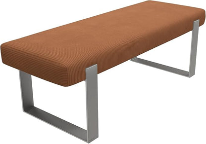 VANT Upholstered Bed Bench - Ribbed Terracotta - Brushed Nickel - Contemporary Modern, Bedroom Bench Seat, Hallway, or Entryway