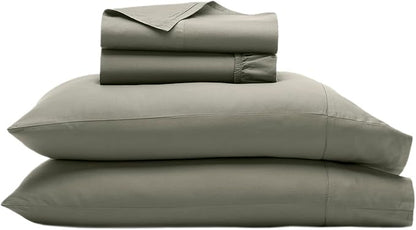 BOLL & BRANCH Signature Hemmed Sheet Set - Full, Juniper - Luxury 100% Organic Cotton - Includes 1 Flat, 1 Fitted, 2 Pillowcases - Buttery Soft