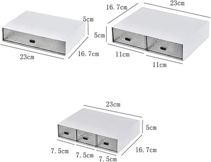 Desk Drawer Organizer, Stackable Office Supplies Desk Organizer, Plastic Plastic Storage Drawer, Desk Grocery Organizer For Stationery/Office Supplies (New White, 2 compartments)