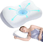 Sleep Pillow Ergonomic Contour Design Cooling Memory Foam Pillows for Neck Support, Side & Back Sleepers White Gray