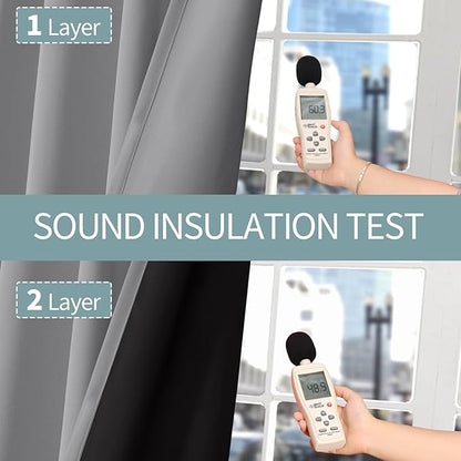 BGment Short 100% Blackout Curtains for Bedroom, Thermal Insulated Energy Efficiency Noise Reducing Grommet Curtains 54 Inch Length with Liner for Small Window 2 Panels Each 42 Inch Wide,Dove Grey