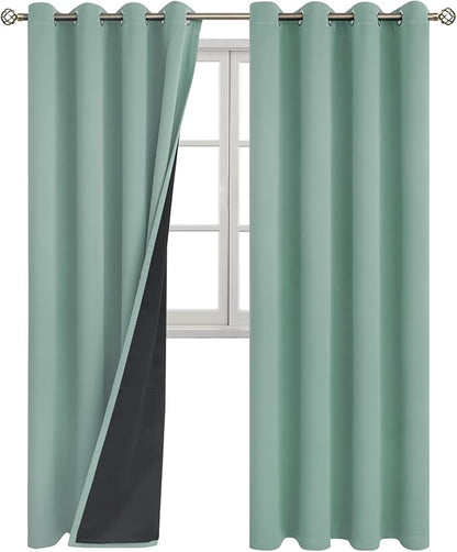 BGment Frosty Green Blackout Curtains 95 Inches Long 2 Panels Set for Living Room, Thermal Insulated 100% Light Blocking Curtains & Drapes, Grommet Soundproof Curtains for Bedroom Window, Each 52 Wide