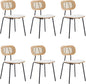 HEAH-YO Dining Chairs Set of 6, Upholstered Faux Leather Rattan Dining Chairs with Backrest and Metal Legs, Armless Kitchen Rattan Chairs for Dining Room, White