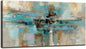 DZL Art A74775 Canvas Prints Abstract Wall Art Print Paintings Blue and Brown Stretched Canvas Wooden Framed for living Room Bedroom and Office Home Decor Artwork
