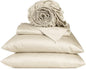 URBANHUT 800 Thread Count 100% Cotton King Size Sheets, Luxury 4 Piece King Bedsheets, Hotel Sheets Sateen Finish - Better Than Egyptian, 16" Elasticized Deep Pocket - Ivory