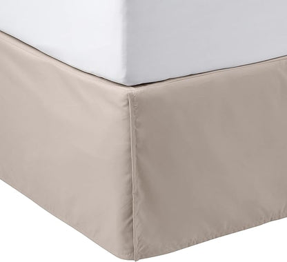 Amazon Basics Lightweight Pleated Bed Skirt, Queen, Taupe, Solid