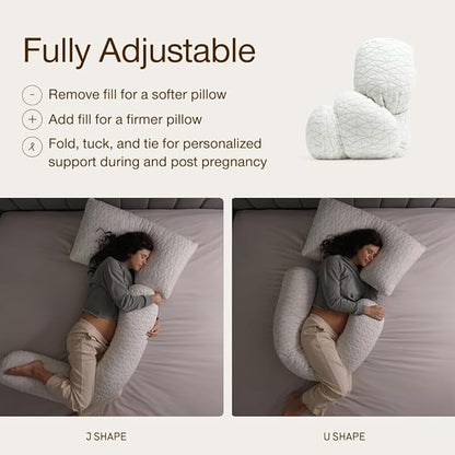 Coop Home Goods Original Adjustable Maternity Pillow, with Memory Foam and Washable Cover, Body Pillow for Pregnancy, Side Sleeper and Full Body Support During Pregnancy