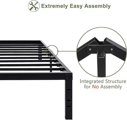 45MinST 18 Inch Maximum Storage Bed Frame/Reinforced Platform /3500lbs Heavy Duty/Easy Assembly/Mattress Foundation/Steel Slat/Noise Free, Twin