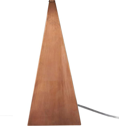 Nourison Home 21" Copper Finish Wood Triangle Table Lamp for Bedroom, Living Room, Dining, Office, Entryway