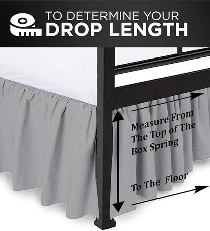Ruffled Bed Skirt with Split Corners, Light Grey, Queen 16 Inch Drop Bedskirt, Hotel Quality Brushed Microfiber Wrinkle Free Dust Ruffle Bed Skirt Queen Size