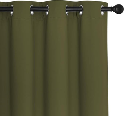 NICETOWN Patio Door Curtain Sound Blocking, Bedroom Privacy Room Divider Curtain, Thermal Insulated Blackout Closet Sliding Door Shade (1 Panel, 100" Wide x 120" Long, Olive Green)