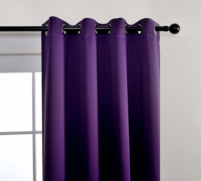MIUCO 2 Panels Room Darkening Thermal Insulated Grommet Window Blackout Curtains for Bedroom 95 Inches Long Purple