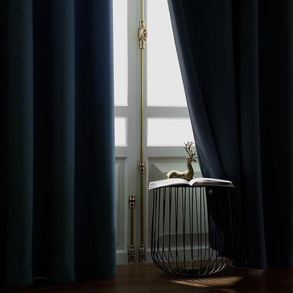 Joydeco Greyish Blue Velvet Curtains 84 Inches 2 Panels, Luxury Thermal Insulated Soft Curtains for Bedroom & Living Room, Room Darkening Velvet Drapes, Rod Pocket (52W x 84L)