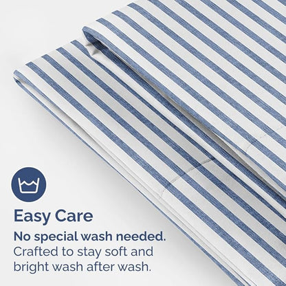 King Pillow Cases Set of 2 - Ultra Soft Hotel Quality Pillowcase Covers - Comfy, Cozy & Wrinkle Free - Shrinkage and Fade Resistant - Machine Washable Pillow Protectors - 2 Piece Set - Blue Stripes 2