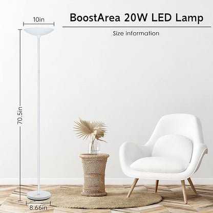 Floor Lamp, 70.5 InchTorchiere Standing Lamp, 20W 2000LM LED Halogen Floor Lamp,Stepless Dimmable, Touch Control, 50000hrs Lifespan, Pale Floor Lamps for Living Room, Standing Lamps for Bedroom, White