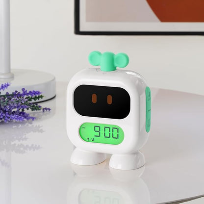 Kids Alarm Clock Ok to Wake with Green Light Red Light, Nap Timer, Robot Toddler Sleep Training Clock for Children (Green)