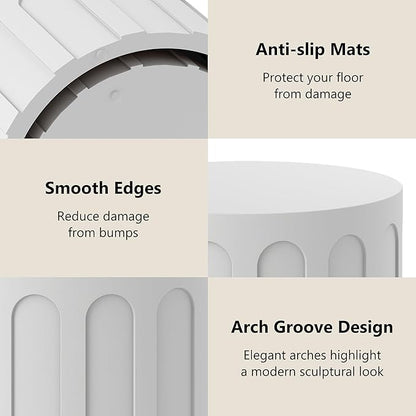 Nesting Coffee Table Set of 2, Modern Coffee Tables, Space-Saving Round Circle Coffee Tables, Side End Table for Living Room, Bedroom, Balcony, Office, White
