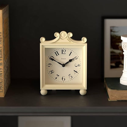 JONES CLOCKS® Parlour Mantel Clock | Classic Carriage Clock | Cream | Elegant Square Decorative case, Perfect for Mantel, Shelf, Table or Bedside