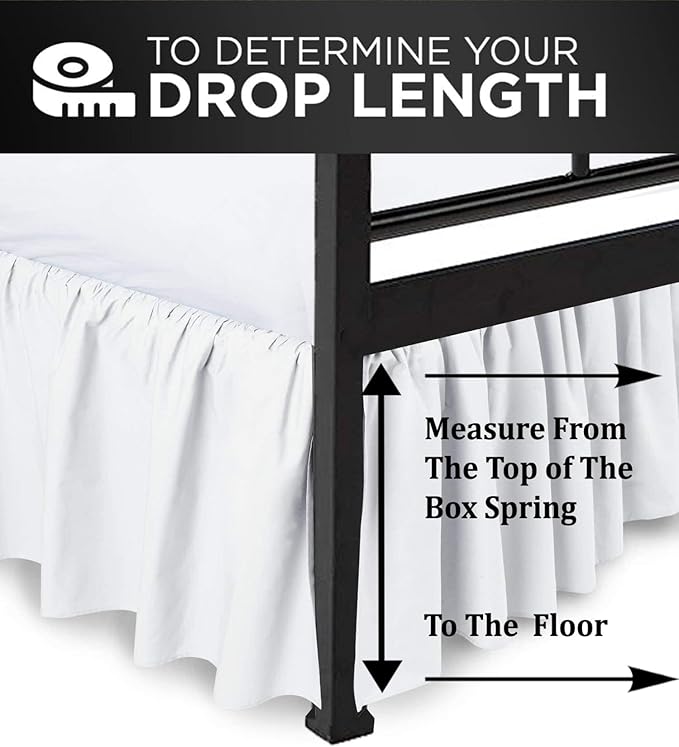 Ruffled Bed Skirt with Split Corners, White, King 21 Inch Drop Bedskirt, Hotel Quality Brushed Microfiber Wrinkle Free Dust Ruffle Bed Skirt King Size