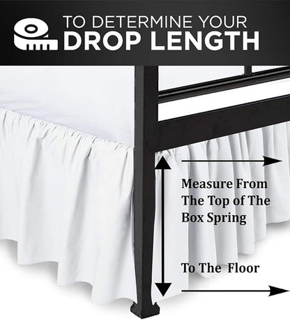 Ruffled Bed Skirt with Split Corners, White, Queen 24 Inch Drop Bedskirt, Hotel Quality Brushed Microfiber Wrinkle Free Dust Ruffle Bed Skirt Queen Size