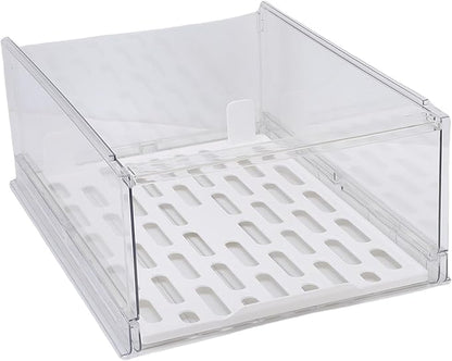 JTLB Sturdy PET Closet Storage Box Transparent Stackable Drawer Organizer with Anti-Slip Bottom Closet Organizer, for Wardrobe, Bedroom, Kitchen