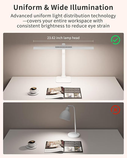 LED Desk Lamp with Base, 24W Brightness Touch Control Desk Light for Home Office, Eye-Caring Tall Adjustable Architect Lights for Reading, Drawing, Crafts, Gaming, Workbench, Study