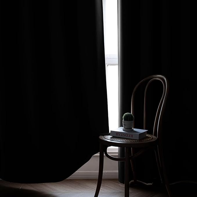 Blackout Curtains 96 Inch Length 2 Panels Set, Black Out Curtains for Bedroom 96 Inch Long, Rod Pocket Energy Saving Room Darkening Drapes for Living Room Window Dark Grey(W52 x L96)