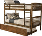 Kodiak Furniture Claire Wood Twin Over Twin Bunk Bed with Trundle Bed in Rustic Walnut Brown Finish - Mattresses Not Included