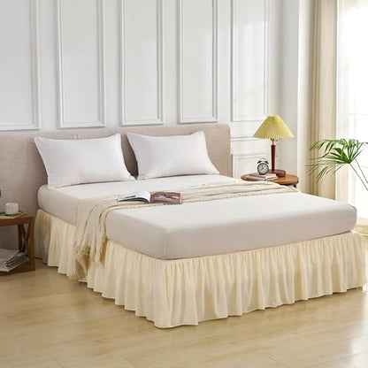 Bed Skirt Full Size Ruffled Bed Skirt with Split Corners, Full Bed Skirts 14 Inch Drop with Platform, 14'' Full, Beige