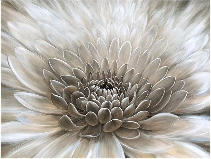 RICHSPACE ARTS Flower Wall Art in Neutral Beige Color Modern Rustic Farmhouse Canvas Decor Hanging Framed Artwork Chrysanthemum Floral Picture White Grey Painting Print for Bathroom Bedroom Living