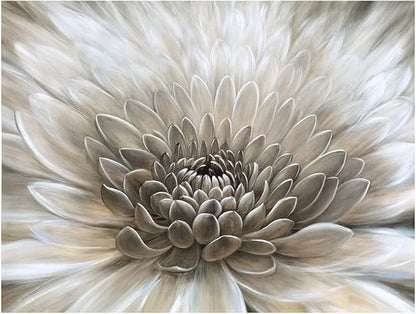RICHSPACE ARTS Flower Wall Art in Neutral Beige Color Modern Rustic Farmhouse Canvas Decor Hanging Framed Artwork Chrysanthemum Floral Picture White Grey Painting Print for Bathroom Bedroom Living